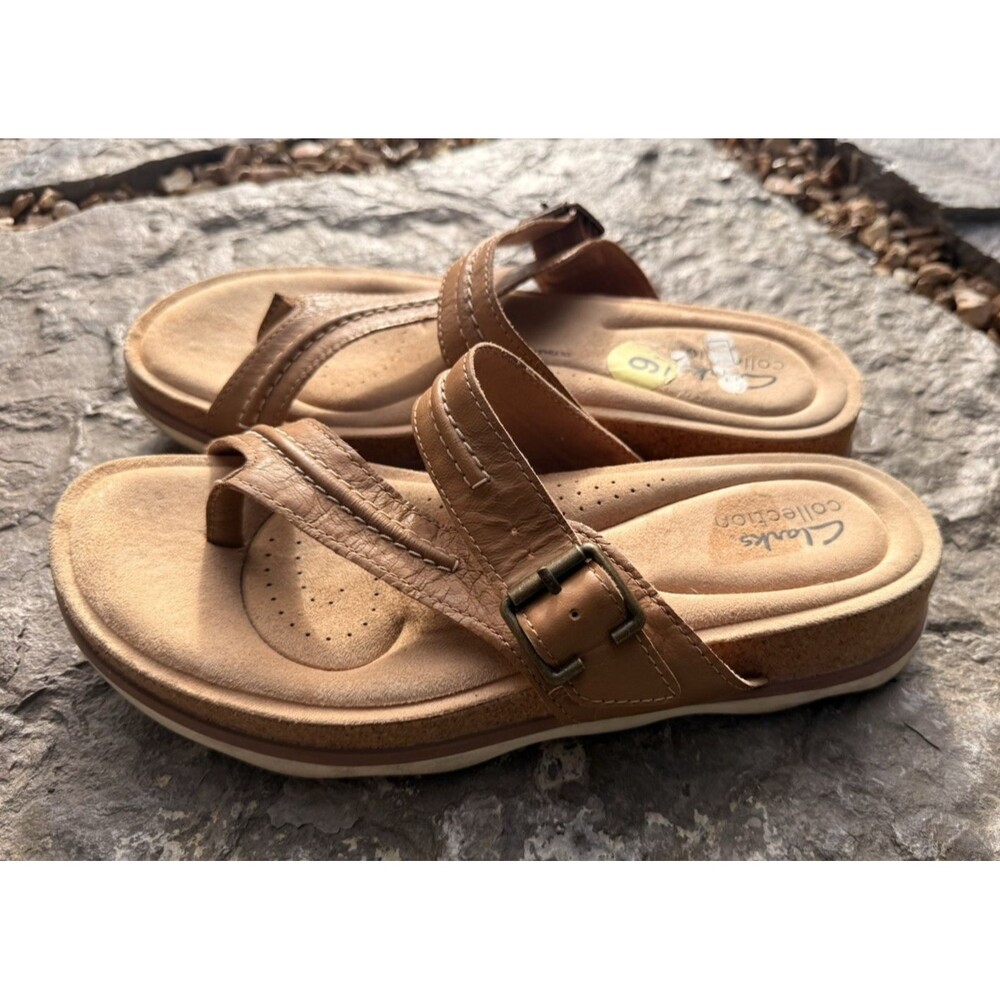 Clarks Collection Brynn Madi Sandals Women Size 9 M Light Tan Leather Comfort